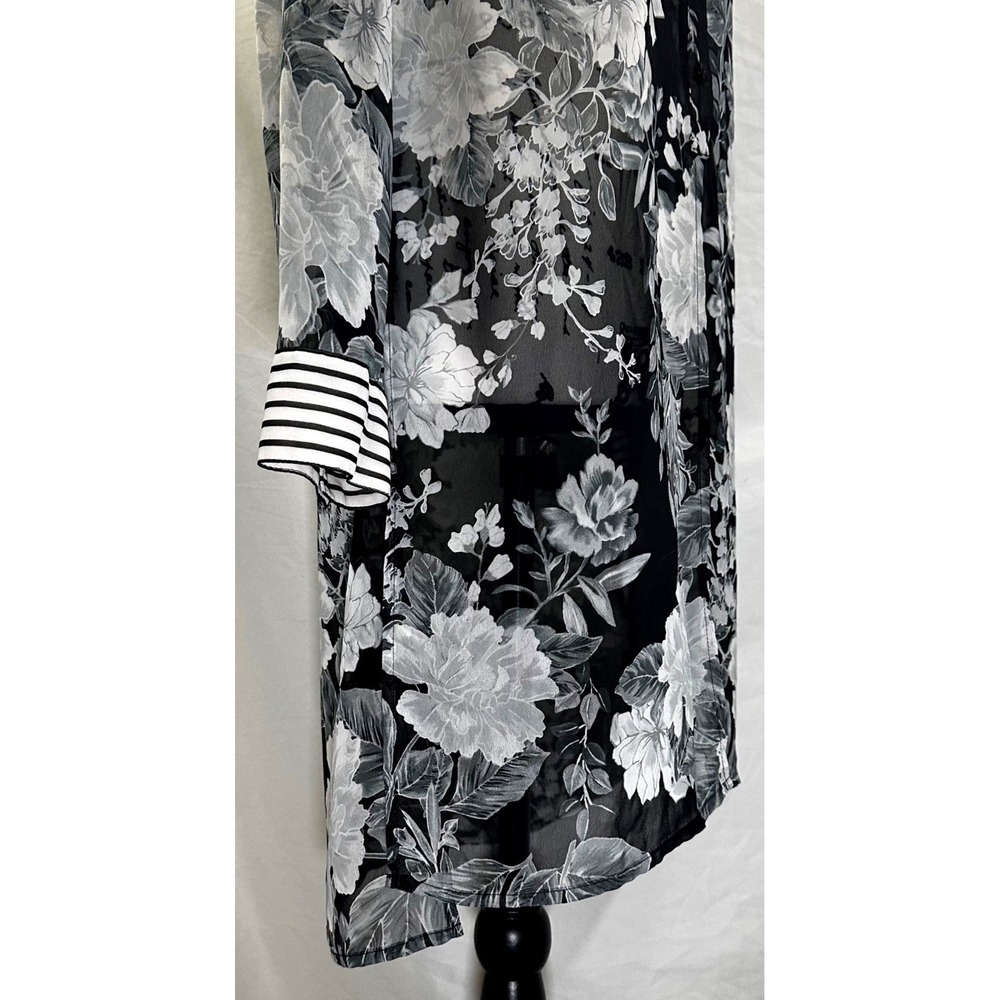 INC International Concepts Floral Tunic Women's PS Petite S Stripe Semi Sheer - Picture 8 of 13
